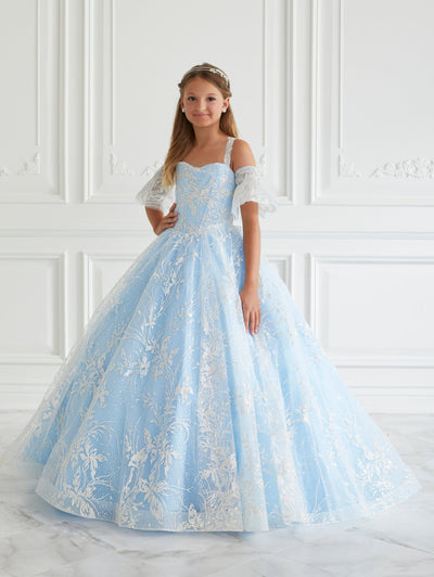 Girls Floral Applique Gown by Tiffany Princess 13659