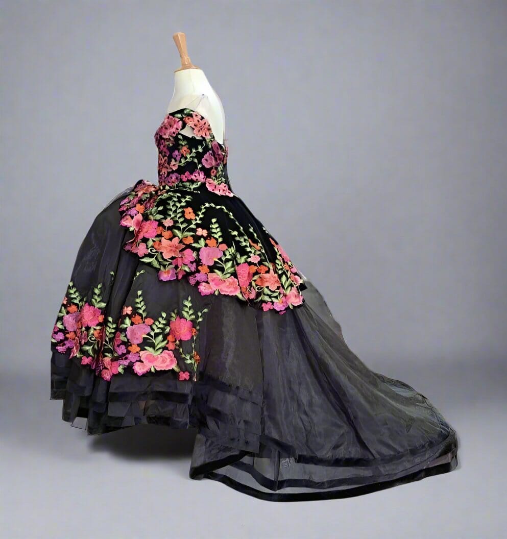 Girls Floral Charro Off Shoulder Gown by Calla SCK-316