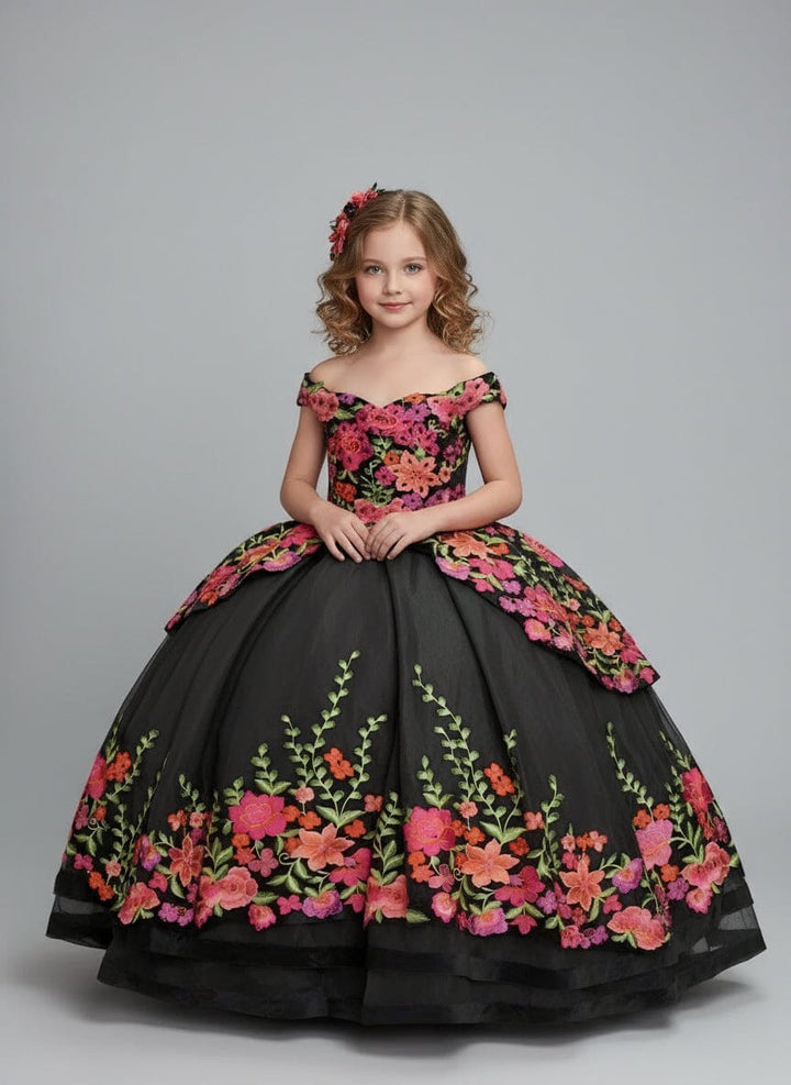 Girls Floral Charro Off Shoulder Gown by Calla SCK-316