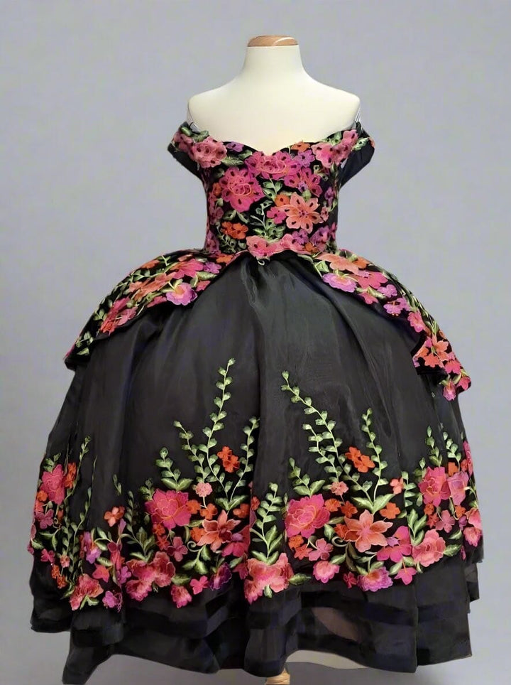 Girls Floral Charro Off Shoulder Gown by Calla SCK-316