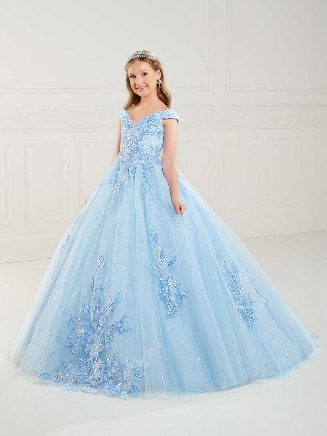 Girls Floral Off Shoulder Gown by Tiffany Princess 13744