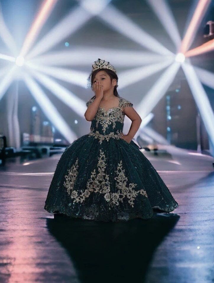 Girls Glitter Cap Sleeve Ball Gown by Calla KY-226