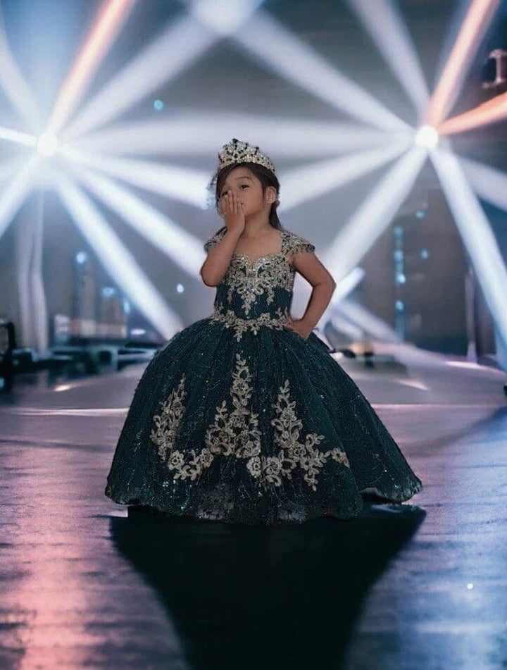 Girls Glitter Cap Sleeve Ball Gown by Calla KY-226