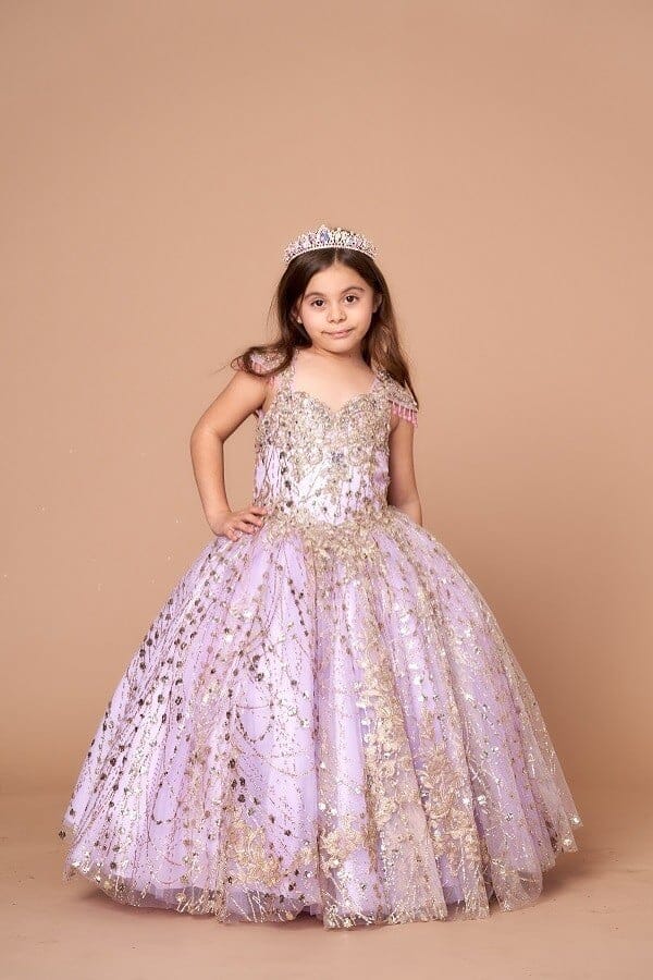 Girls Glitter Cap Sleeve Ball Gown by Calla KY-226