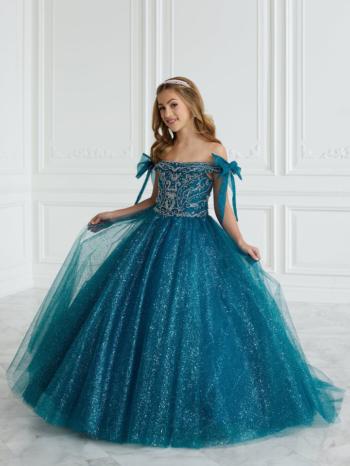 Girls Glitter Off Shoulder Gown by Tiffany Princess 13677