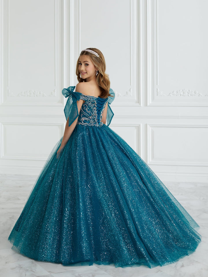 Girls Glitter Off Shoulder Gown by Tiffany Princess 13677