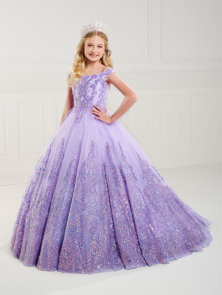 Girls Glitter Off Shoulder Gown by Tiffany Princess 13738