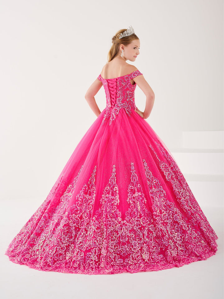 Girls Glitter Off Shoulder Gown by Tiffany Princess 13738