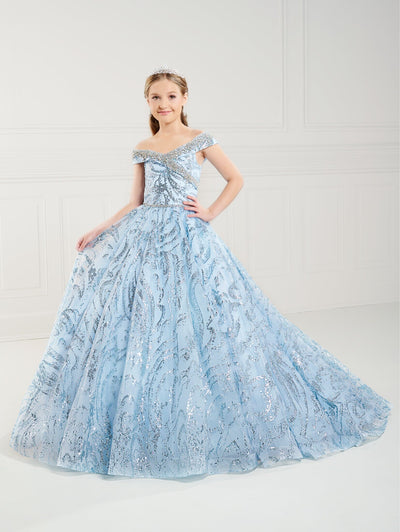 Girls Glitter Off Shoulder Gown by Tiffany Princess 13742