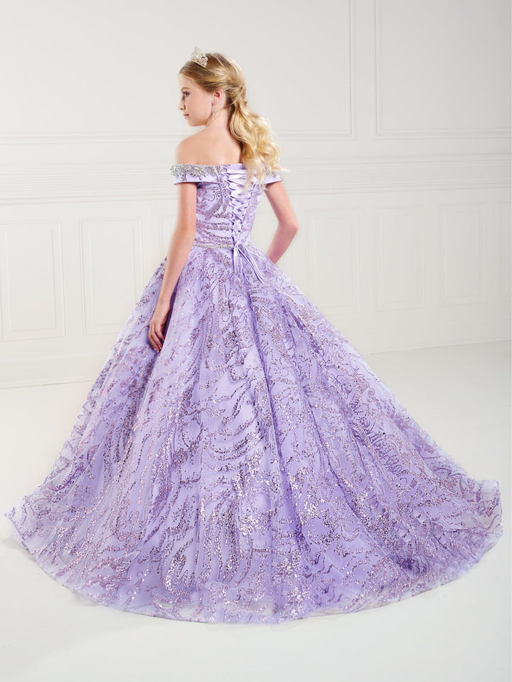 Girls Glitter Off Shoulder Gown by Tiffany Princess 13742
