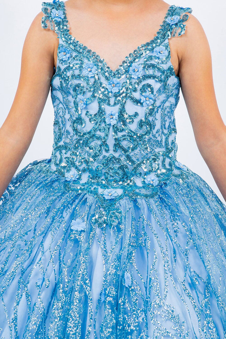 Girls Glitter Print Sleeveless Gown by Cinderella Couture 8110