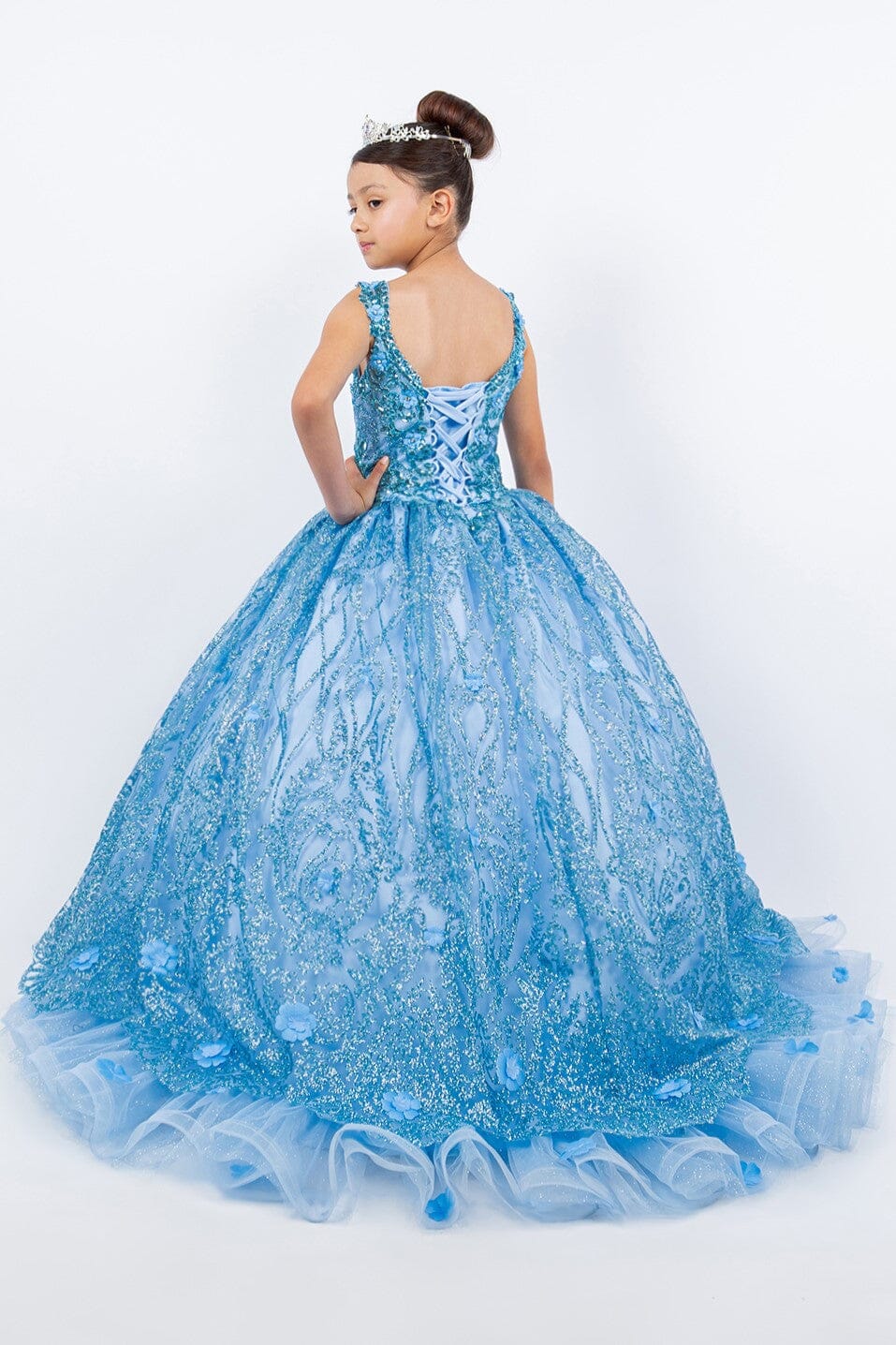 Girls Glitter Print Sleeveless Gown by Cinderella Couture 8110