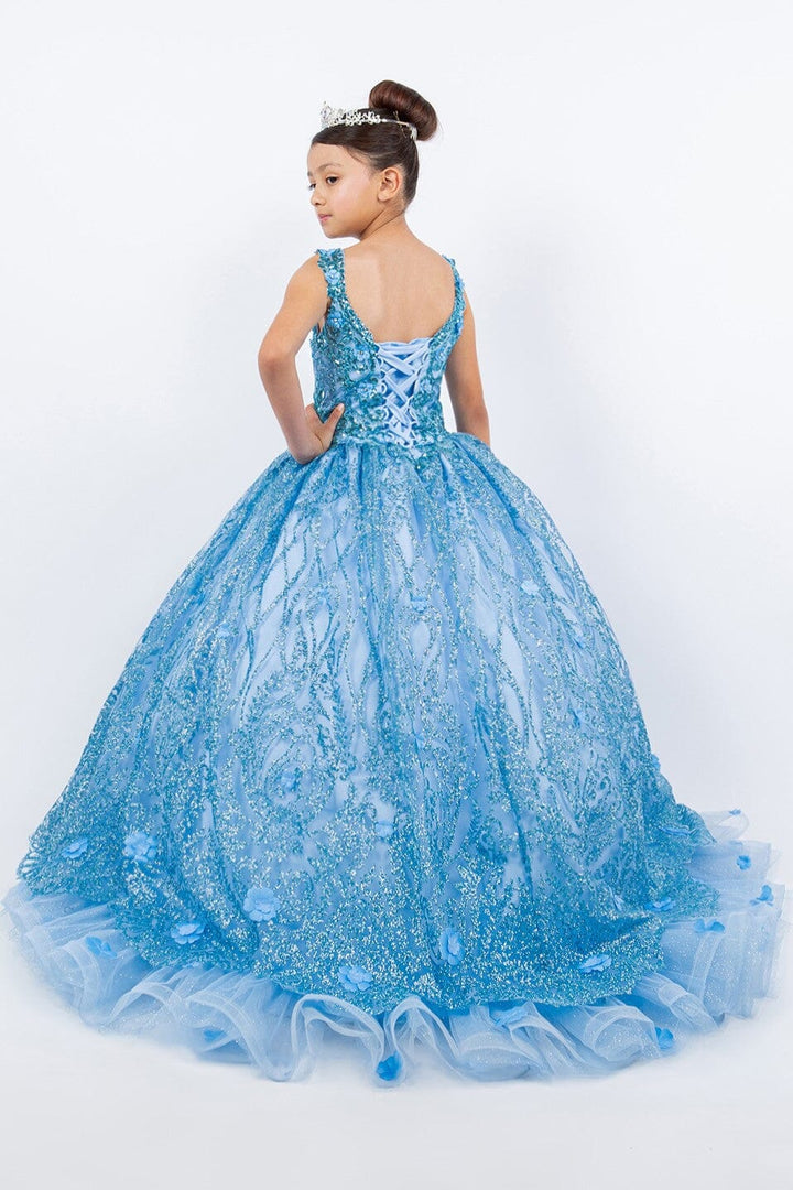 Girls Glitter Print Sleeveless Gown by Cinderella Couture 8110
