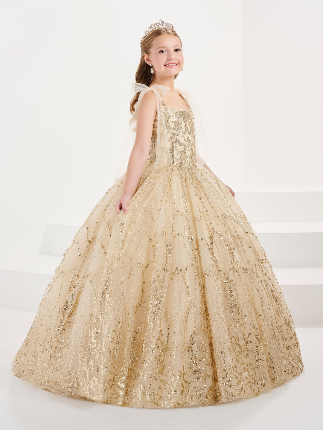 Girls Glitter Sleeveless Gown by Tiffany Princess 13695