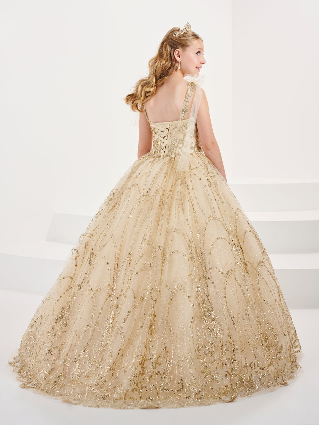 Girls Glitter Sleeveless Gown by Tiffany Princess 13695