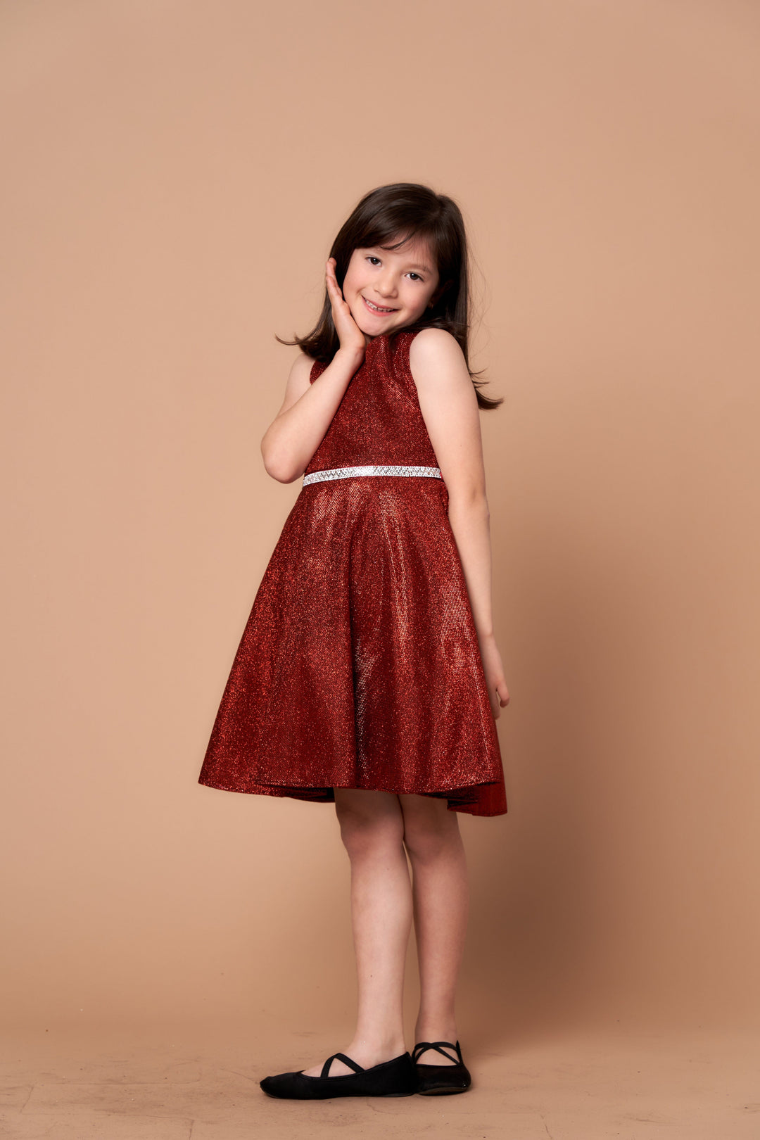 Girls Glitter Sleeveless Short Dress by Calla D-817