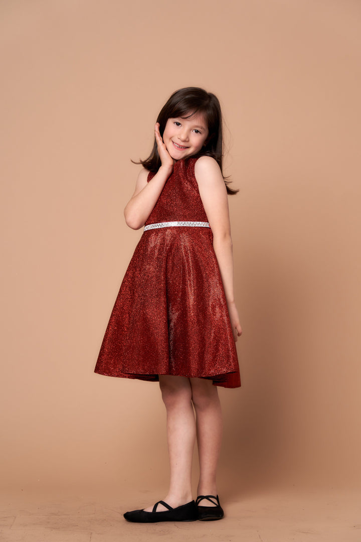 Girls Glitter Sleeveless Short Dress by Calla D-817