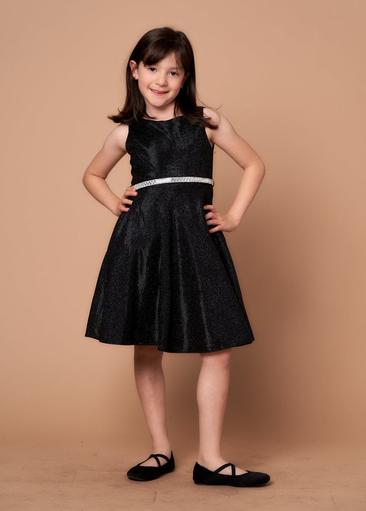Girls Glitter Sleeveless Short Dress by Calla D817