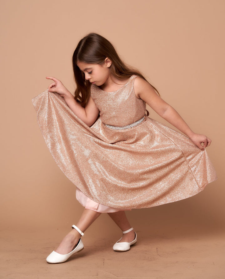 Girls Glitter Sleeveless Short Dress by Calla D817