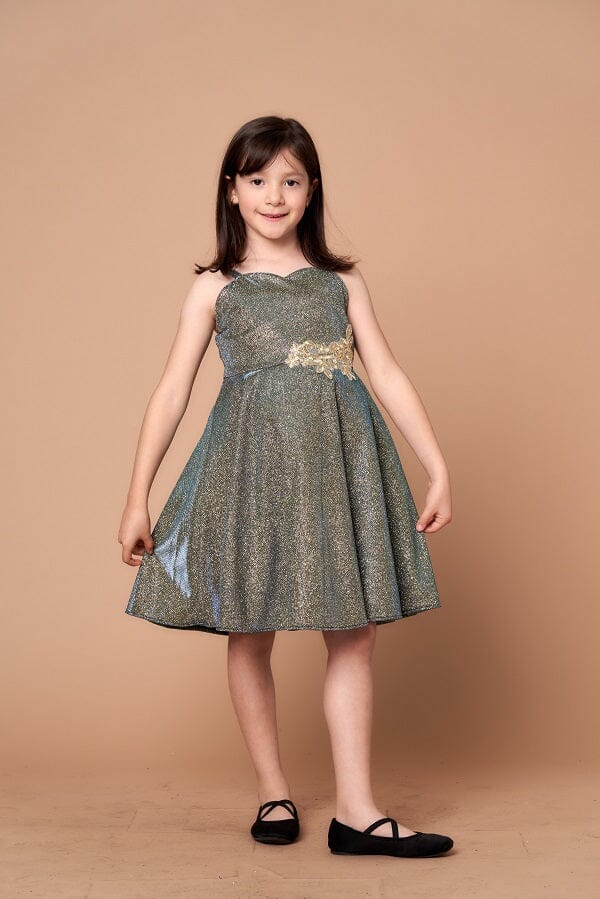 Girls Glitter Sleeveless Short Dress by Calla D818