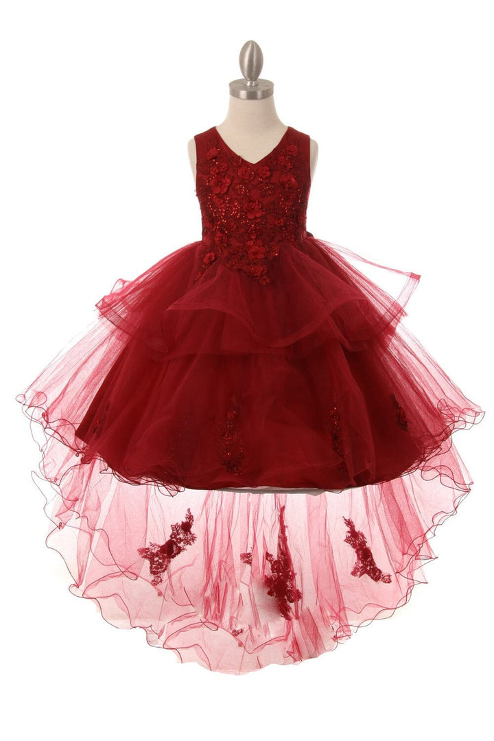 Girls High Low Dress with Appliques by Cinderella Couture 9056