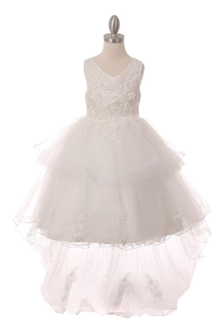 Girls High Low Dress with Appliques by Cinderella Couture 9056