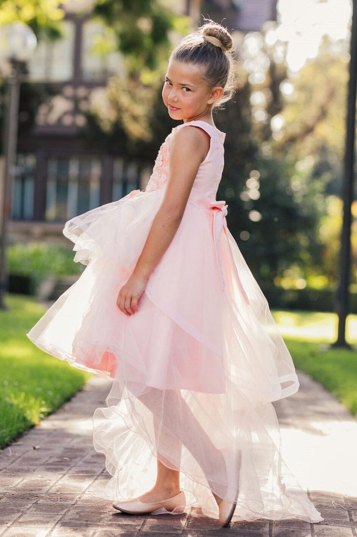Girls High Low Dress with Appliques by Cinderella Couture 9056