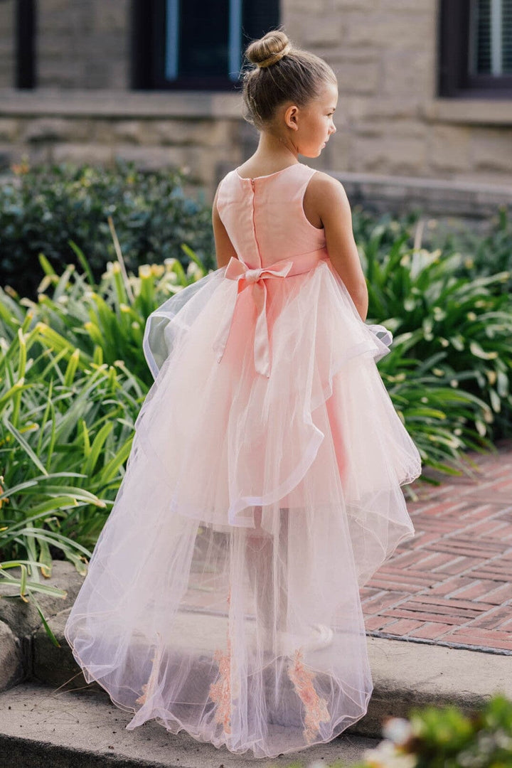 Girls High Low Dress with Appliques by Cinderella Couture 9056