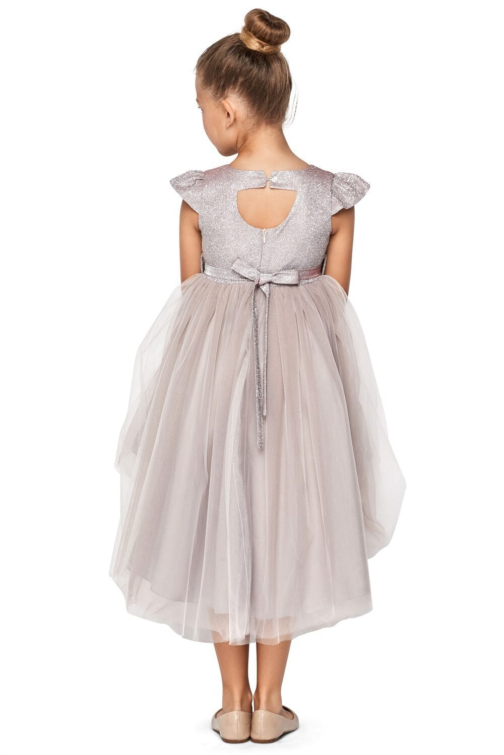 Cinderella Couture Little Girls Mauve Glitter Hi-Low Flower Girl Dress - 6 Cinderella Couture Little Girls Mauve Glitter Hi-Low Flower Girl Dress - 6