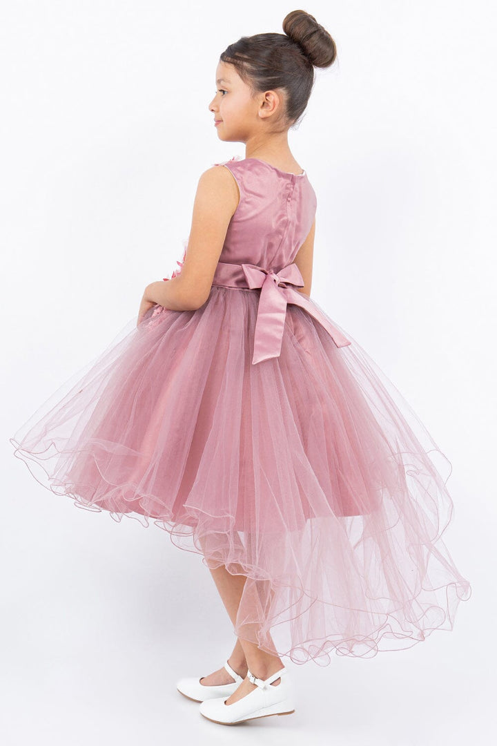 Girls High Low Tulle Dress with 3D Flowers by Cinderella Couture 9038