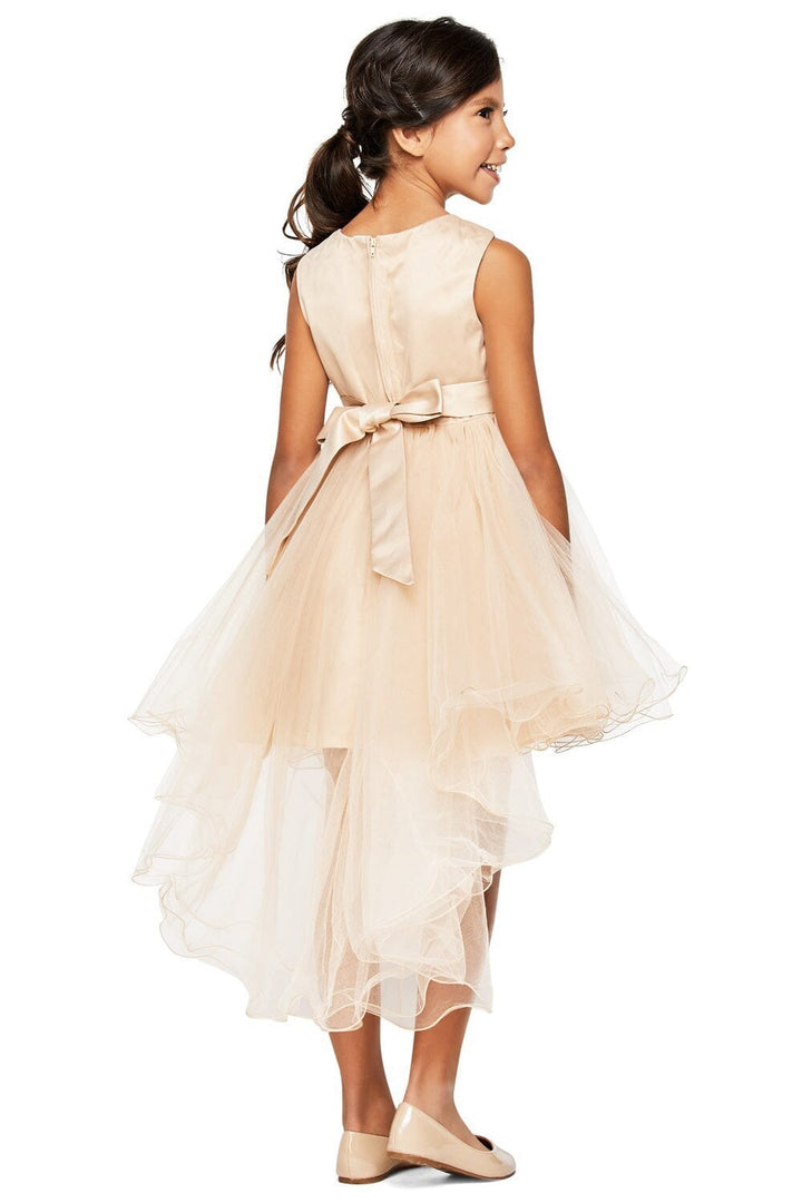 Girls High Low Tulle Dress with 3D Flowers by Cinderella Couture 9038