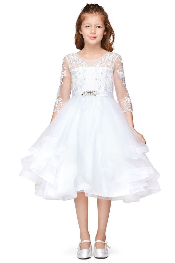 Girls Layered Short Lace Bodice Dress by Cinderella Couture 5075