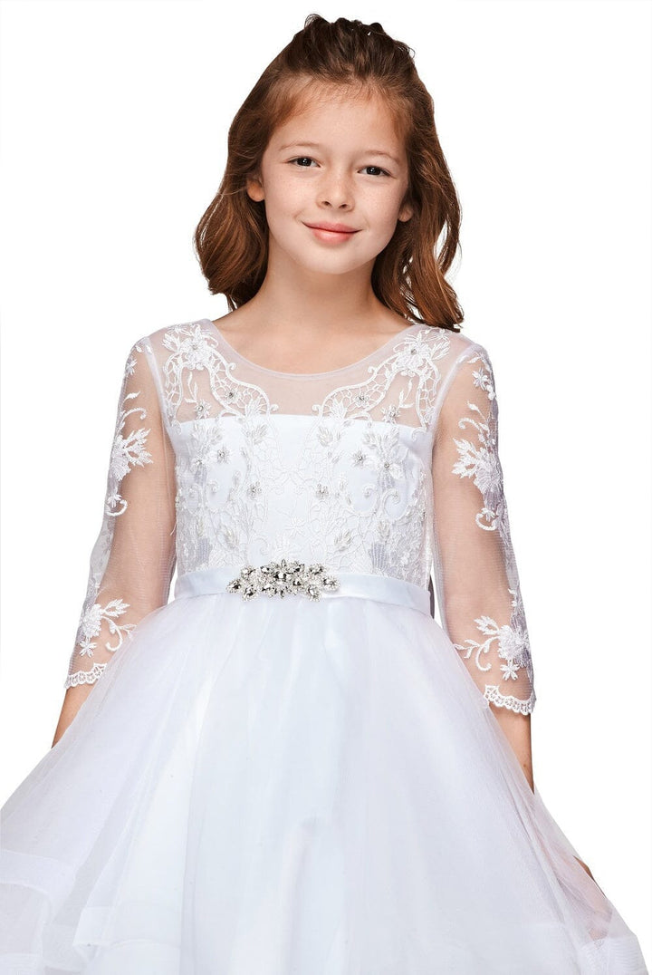 Girls Layered Short Lace Bodice Dress by Cinderella Couture 5075
