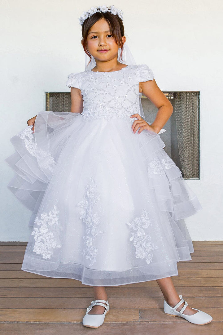 Girls Layered Short Sleeve Gown by Cinderella Couture 2017