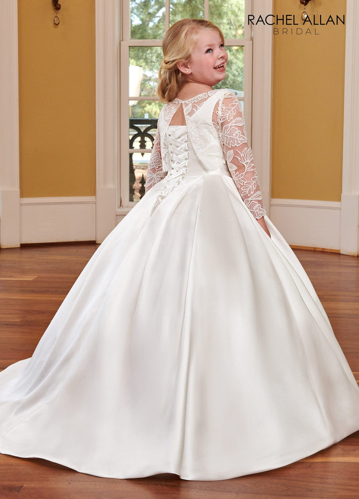 Girls Long Sleeve Mikado Gown by Rachel Allan RB9117