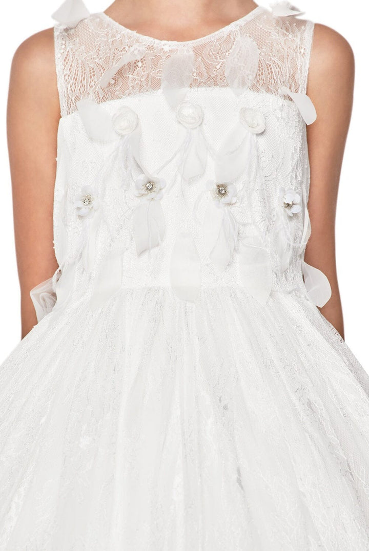 Girls Long Sleeveless Chantilly Lace Dress by Cinderella Couture 9073