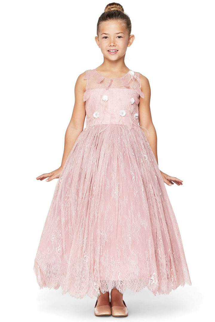 Girls Long Sleeveless Chantilly Lace Dress by Cinderella Couture 9073