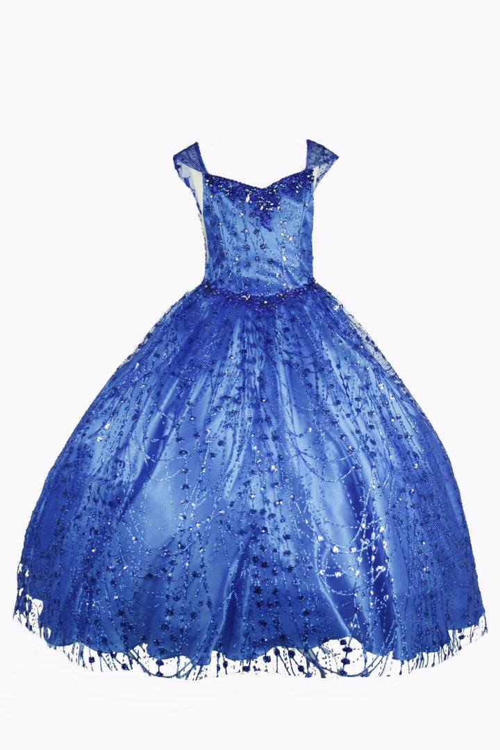 Girls Long Sleeveless Glitter Dress by Cinderella Couture 8007