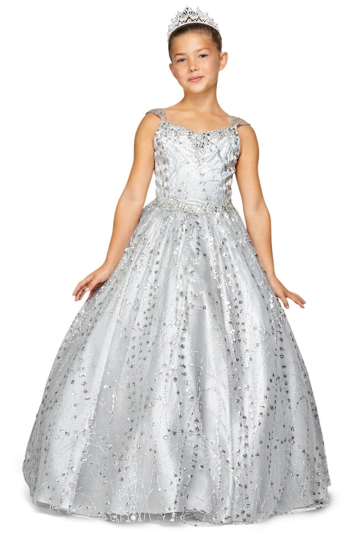 Girls Long Sleeveless Glitter Dress by Cinderella Couture 8007