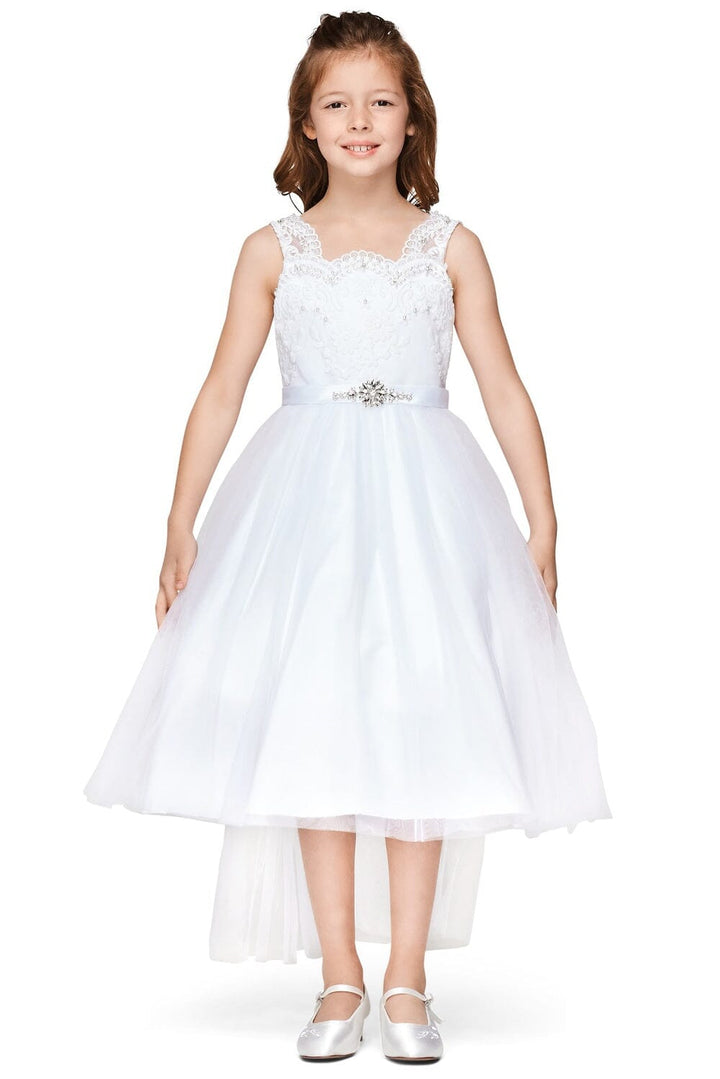 Girls Long Tulle Dress with Lace Bodice by Cinderella Couture 5079
