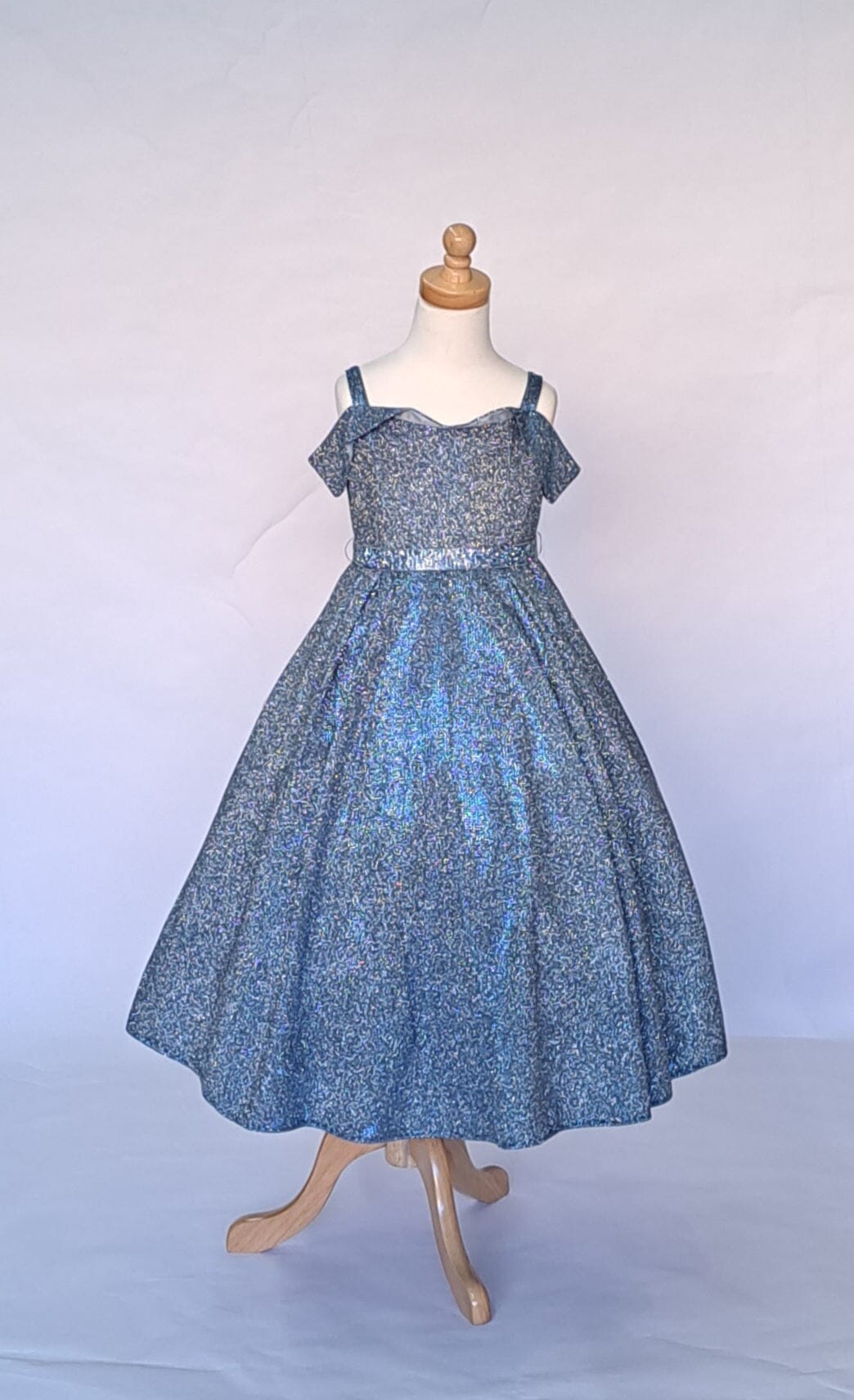 Girls Metallic Glitter Cold Shoulder Gown by Calla D819 Girls Metallic Glitter Cold Shoulder Gown by Calla D819