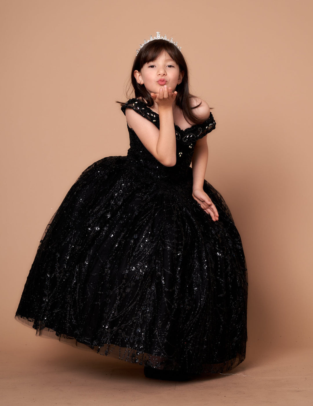 Girls Off Shoulder Cape Gown by Calla SCK-303