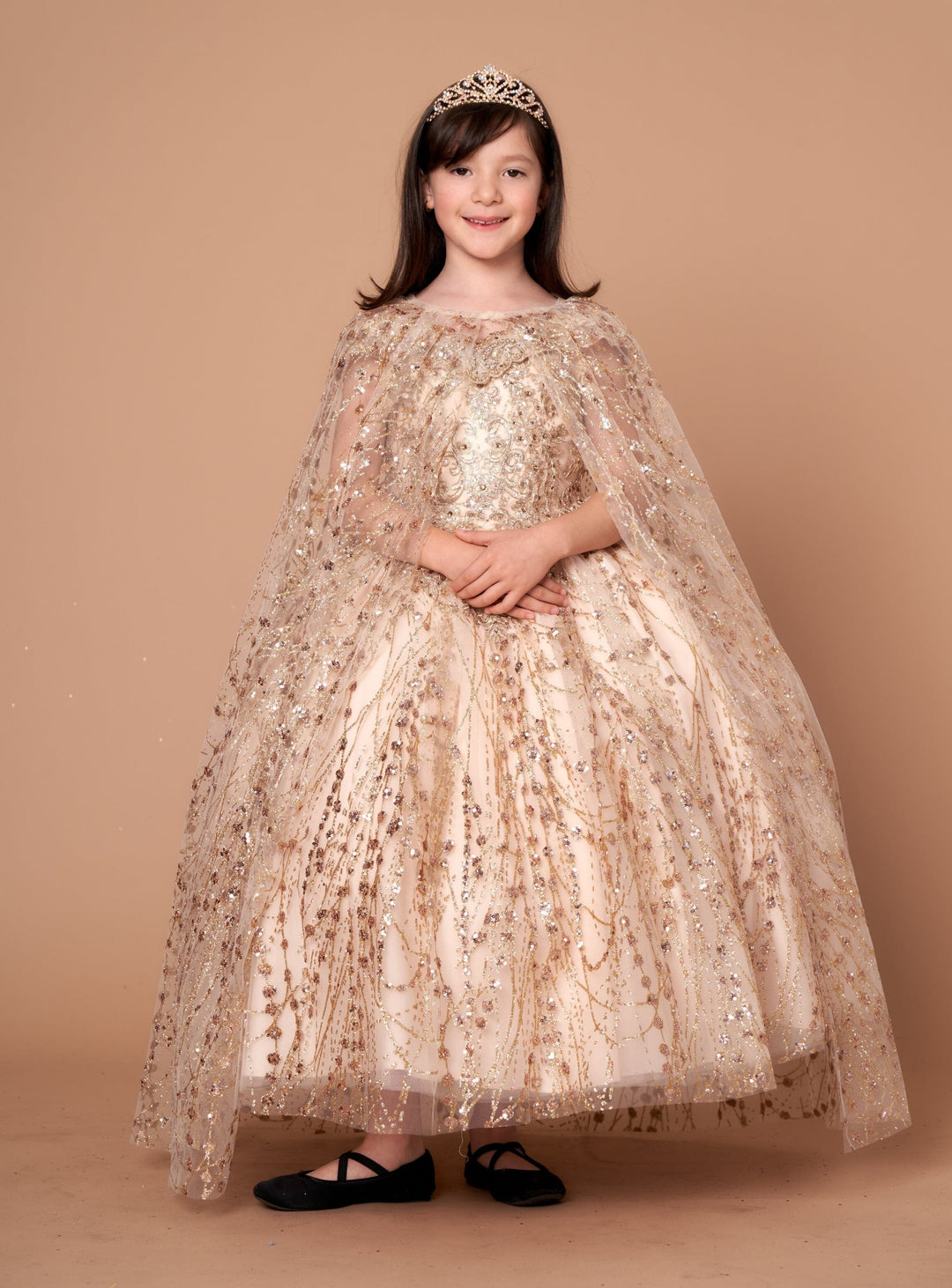 Girls Off Shoulder Cape Gown by Calla SCK303 – ABC Fashion