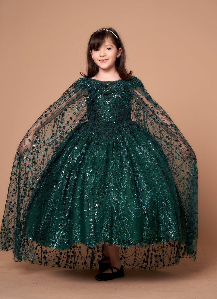 Girls Off Shoulder Cape Gown by Calla SCK-303