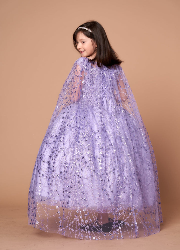 Girls Off Shoulder Cape Gown by Calla SCK-303