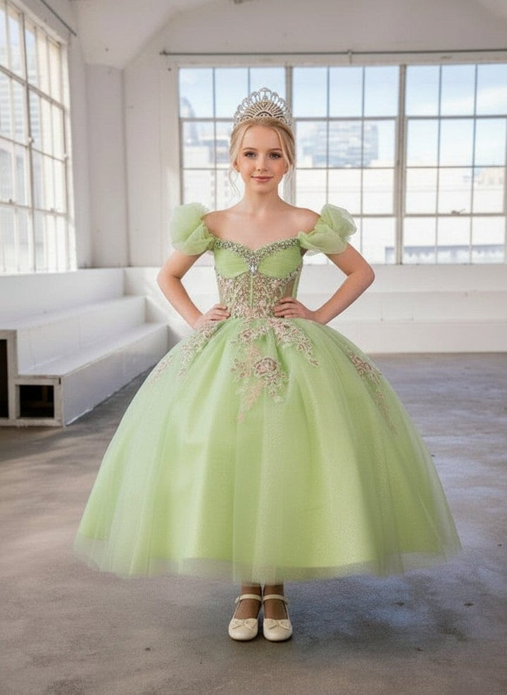 Girls Off Shoulder Corset Gown by Calla SCK-312
