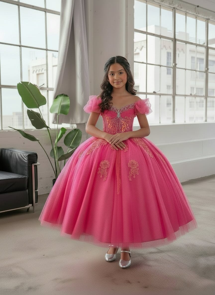 Girls Off Shoulder Corset Gown by Calla SCK-312