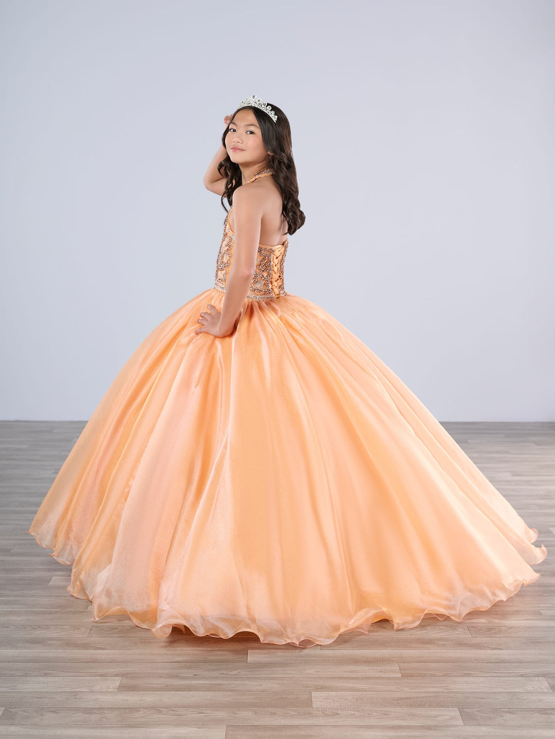 Girls Organza Halter Gown by Tiffany Princess 13786