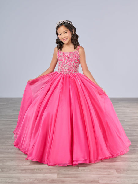 fuchsia organza dress Girls Sleeveless Gown by Tiffany Princess 13800 2 / Shoe Size (UK):3 Amazon Find: BerryGo Floral up front beaded dress with lace-up by Primavera