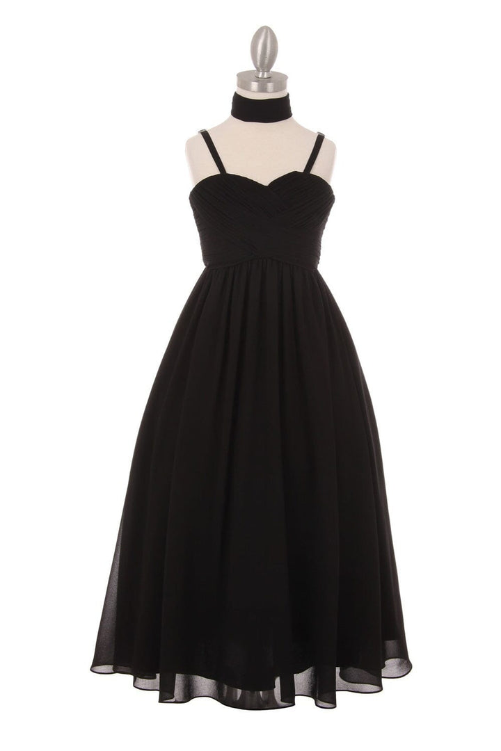 Girls Pleated Long Chiffon Dress by Cinderella Couture 5024